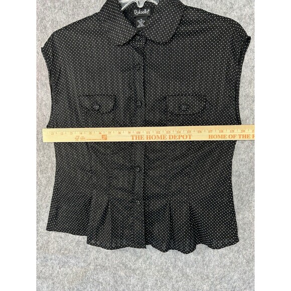 Rafaella Top Black Polka Dot Button Up Sleeveless Blouse Womens Size 14 Business - Picture 8 of 9
